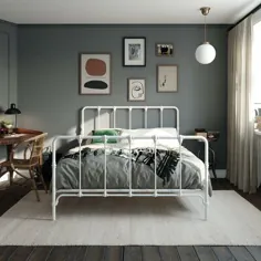 تختخواب پلاستیکی ، فلزی به رنگ سفید ، سایز ملکه | Laurel Foundry Modern Farmhouse® Viviana Farmhouse  Wayfair