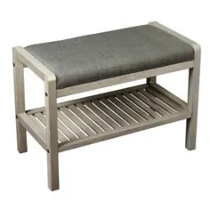 Eccostyle Grey Solid Wood Bamboo Paddy Entryway Bench-CBBFT0015BG - انبار خانه