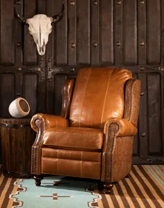 Cowboy Ranch Recliner Tan Leather Recliner ساخت آمریکا |  اتسی