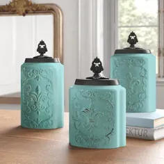 مجموعه قابلمه آشپزخانه Kelly Clarkson Home Fleur-de-lis 3 قطعه رنگ: عتیقه آبی