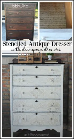 Rustic Stenciled Antique Dresser Dresser