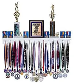 Medal Awards Rack Premier Medal Hanger Display Rack و قفسه جام برای ژیمناستیک ، فوتبال ، بسکتبال ، فوتبال و موارد دیگر - سفید ، 3 فوت