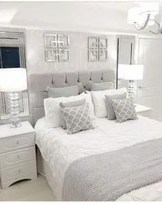 اتاق خواب تخت های خاکستری نقره ای سفید 66 ایده