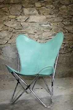 روکش صندلی بازویی چرمی دست ساز PRASTARA صندلی پروانه ای چرمی دکوراسیون منزل روکش آبی فقط اقیانوس
