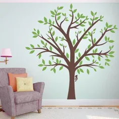 رنگ برگردان دیوار بزرگ درخت بزرگ خانوادگی Zoomie: قهوه ای / سبز آهکی