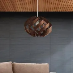 سایه چراغ روشنایی آویز چوبی سقف سبک اسکاندیناوی KWUD با پایه E26 / 27