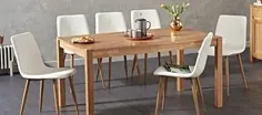 پایه چوبی سفید هلسینکی با صندلی غذاخوری چرم مصنوعی