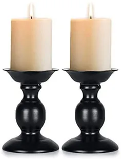 نگهدارنده های شمع ستون آهنی Nuptio Black 2 عدد ، ایده آل ترین برای شمع های ستونی 3 اینچی یا شمع های بدون شعله ، هدایای عروسی ، مهمانی ، خانه ، آبگرم ، ریکی ، شمع Votive (2 x S)