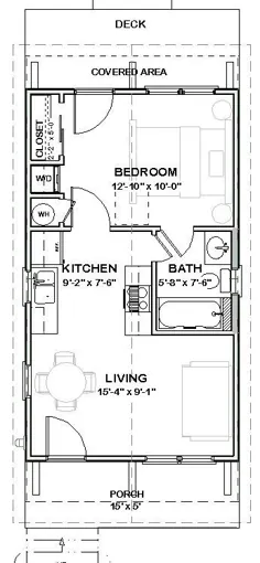 Tiny House Home Plans کلبه 1 تخته کلبه 448 sf - فایل PDF