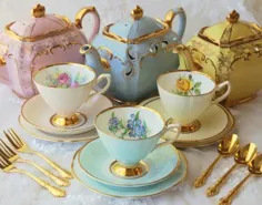 اره منبت کاری اره مویی Vintage Teapots and Tea Cups