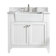 طراحی عنصر Burbank 36 اینچ. W x 22 اینچ D غرور حمام به رنگ سفید با کاررا سنگ مرمر و سفید بالا با سفید با حوضه سفید