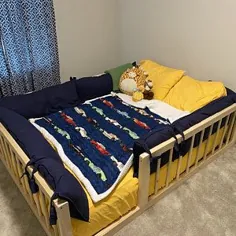 تخت کف مونته سوری دوتایی یا اندازه کامل تا قاب تخت خواب برجسته قابل تبدیل با ریل تختخواب کامل طبقه چوب سخت 4 نرده + پاها + اسلت