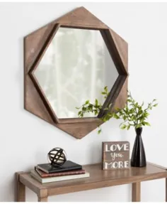 آینه و بررسی دیوار چوبی Kate and Laurel Yandel Hexagon - همه آینه ها - دکوراسیون منزل - Macy's