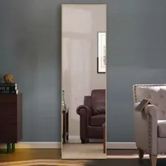 آینه یا مستطیل مستطیل بزرگ مدرن آویز یا مایل (55x15.7 - طلایی)
