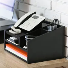 Latitude Run® Branko Desk Organizer، Wood / Metal in Black، Size 7 "H X 13" W X 10 "D | Wayfair