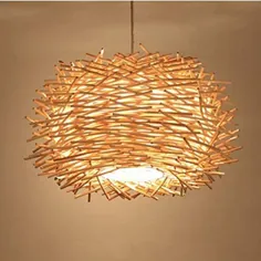 LED Deckenleuchte Abdeckung Handgewebte Rattan Kronleuchter Licht Schatten Vogelnest Holz Deckenleuchte für die Bar، Café، Buchhandlung، Flur und Wohnzimmer