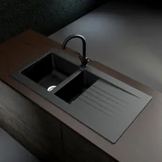 سینک ظرفشویی 1.5 کاسه ای Undermount مشکی آشپزخانه با آبکش برگشت پذیر - Essence Amelia BeBa_26201 |  لوازم خانگی مستقیم