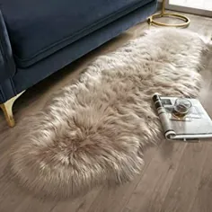 Ashler Soft Faux Sheepss پوستین صندلی کاناپه کاناپه روکش فرش بژ فرش برای اتاق خواب مبل مبل اتاق نشیمن 2 6 6 پا
