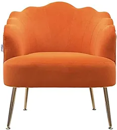 صندلی لبه ای INMOZATA Shell در صندلی توالت صندلی روفرشی شیک پارچه مخملی نارنجی برای اتاق نشیمن اتاق نشیمن اتاق خواب