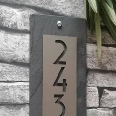 اعداد مدرن خانه پلاک آدرس عمودی سفارشی را امضا می کنند |  اتسی