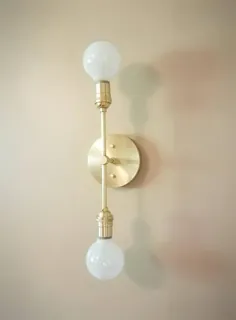 چراغ طلای صنعتی مدرن برنجی خالص Double Sconce Mid | اتسی