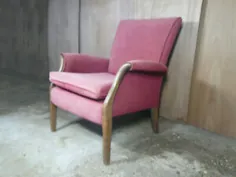 صندلی بازوی بلوط و صورتی مخملی EB324 صندلی Vintage Retro Lounge |  eBay