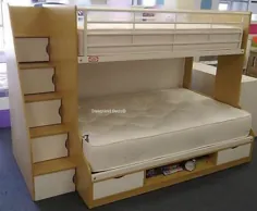 تختخواب سفری دو تخته راش و سفید با پله های ذخیره سازی - 3 فوت تک 4 تایی |  جدید |  eBay