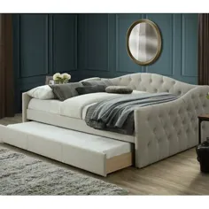 تخت خواب روز ملکه هولندزورث با رنگ Trundle: بژ