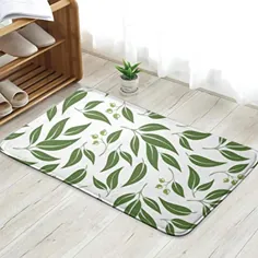 اکالیپتوس برگ سبز X-Large Leaves Nature Doormat Entry Mat Floor Mat فرش داخلی / درب جلو / حمام / آشپزخانه و اتاق نشیمن / تشک اتاق خواب 23.6 X 15.8 اینچ