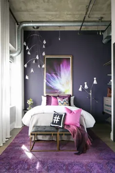 33 اتاق خواب بنفش با ایده ، نکته و لوازم جانبی برای کمک به شما در طراحی خود