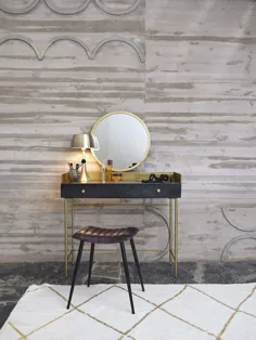 Frisierkommode mit 1 Schublade aus massm schwarzem Akazienholz und goldfarbenem Metall |  Maisons du Monde