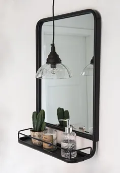 آینه دیواری بزرگ صنعتی با قفسه کوچک