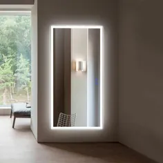 آینه حمام روشن مدرن ، فلزی در نقره ای ، اندازه 84 "x 40" Orren Ellis Bartolmeu |  Wayfair |  دکور خانه