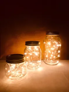 چراغهای شب Mason Jar چراغهای پری Mason Jar Lights |  اتسی