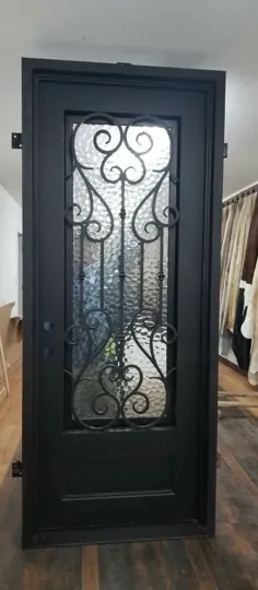 Azle Single Front Entry Door Iron Doors قابل استفاده شیشه باران 40 "x 96" |  eBay