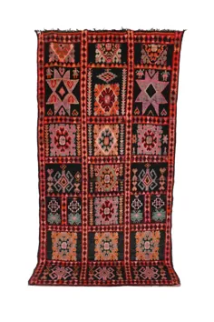 فرش پشمی بوجاد ، فرش مراکشی رنگارنگ ، بوژاد ، بوهو دست ساز مراکش ، تاپیس بربر ، فرش دستباف Boj-1099 '176 X 373' 10،25 کیلوگرم