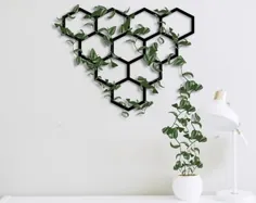 کاشت گل مروارید فلزی ، Metal Wall Art ، Garden Wall Trellis ، دکور دیوار فلزی باغچه ، Honeycomb Wall Planter Trellis