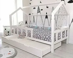 خانه کودک تختخواب کودک 90x200 تخت خواب جوانان تخت خواب کودک تخت خواب یک نفره خانه چوبی |  eBay