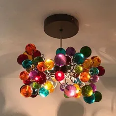 حباب های لامپ سقفی با حباب های خاکستری بنفش و رنگ شفاف |  اتسی