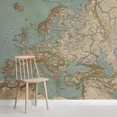 نقشه عتیقه اروپا کاغذ دیواری نقاشی دیواری |  هوویا