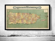 نقشه قدیمی جزیره پورتوریکو 1915 Vintage Map Vintage |  اتسی