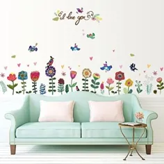 WandSticker4U- Wandtattoo Kinderzimmer bunte BLÜMCHEN I Wandbilder: 193x95 سانتی متر من selbstklebend Wandst