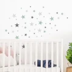 Wandtattoo Sterne: Wandgestaltung im Kinderzimmer - نعناع / گراو