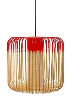 Suspension Bamboo Light M Forestier - Rouge / Bois naturel |  ساخته شده در طراحی