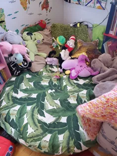 جلد پوف طبقه ، جلد تختخواب سگ ، چاپ نخل های سبز جنگل ، پوشش های Ikea Dihult