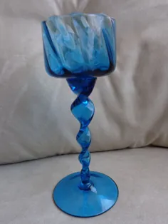 دارنده شمع رأی دهنده BLUE GLASS LONG STEM "REDUCED"