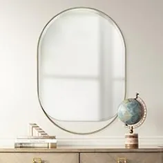 آینه دیواری بیضی طلایی Possini Euro Danika 28 "x 40" - # 69X43 |  لامپ به علاوه