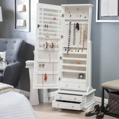 Belham Living Swivel Cheval Mirror Jewelry Armoire- سفید - Walmart.com