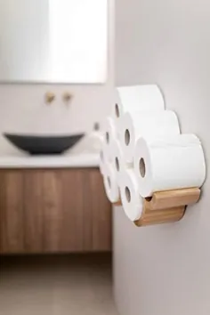 نگهدارنده کاغذ توالت مدرن و شناور "ابر" برای حمام - قفسه های ذخیره سازی دیواری برای بافت توالت در رنگ سفید کامل - قفسه های حمام جدید برای دکوراسیون اصلی ساخته شده از چوب کاج واقعی