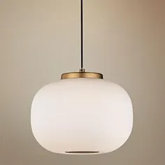 چراغ مینی آویز LED ET2 Soji 9 "Wide Satin White Glass - # 76M69 | Lamps Plus